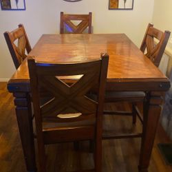Rustic Expandable Gathering Dining Table 4 Chairs 