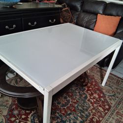 Designer GLASS+METAL KITCHEN TABLE, 6 CHAIRS, $120, firm