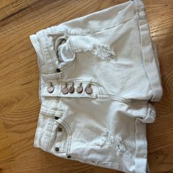 White/Beige Jean Shorts