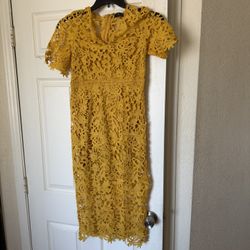 Yellow Lace Dress- It Says xl  But I Believe It’s 4-6 Size