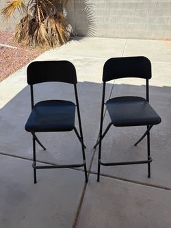 Set of 2 Black Folding Counter Height Bar Stools
