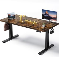 1 Inch Thick Tabletop Electric Standing Desk Adjustable - 60x28 Inch Sit Stand Desk, Double Beam Frame, 3 Memory Height Adjustment, Cable Management f