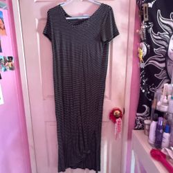 Black and White Striped Maxi Dress