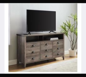 New in box Walker Edison 52 Inch Industrial Farmhouse TV Console in Grey Wash.