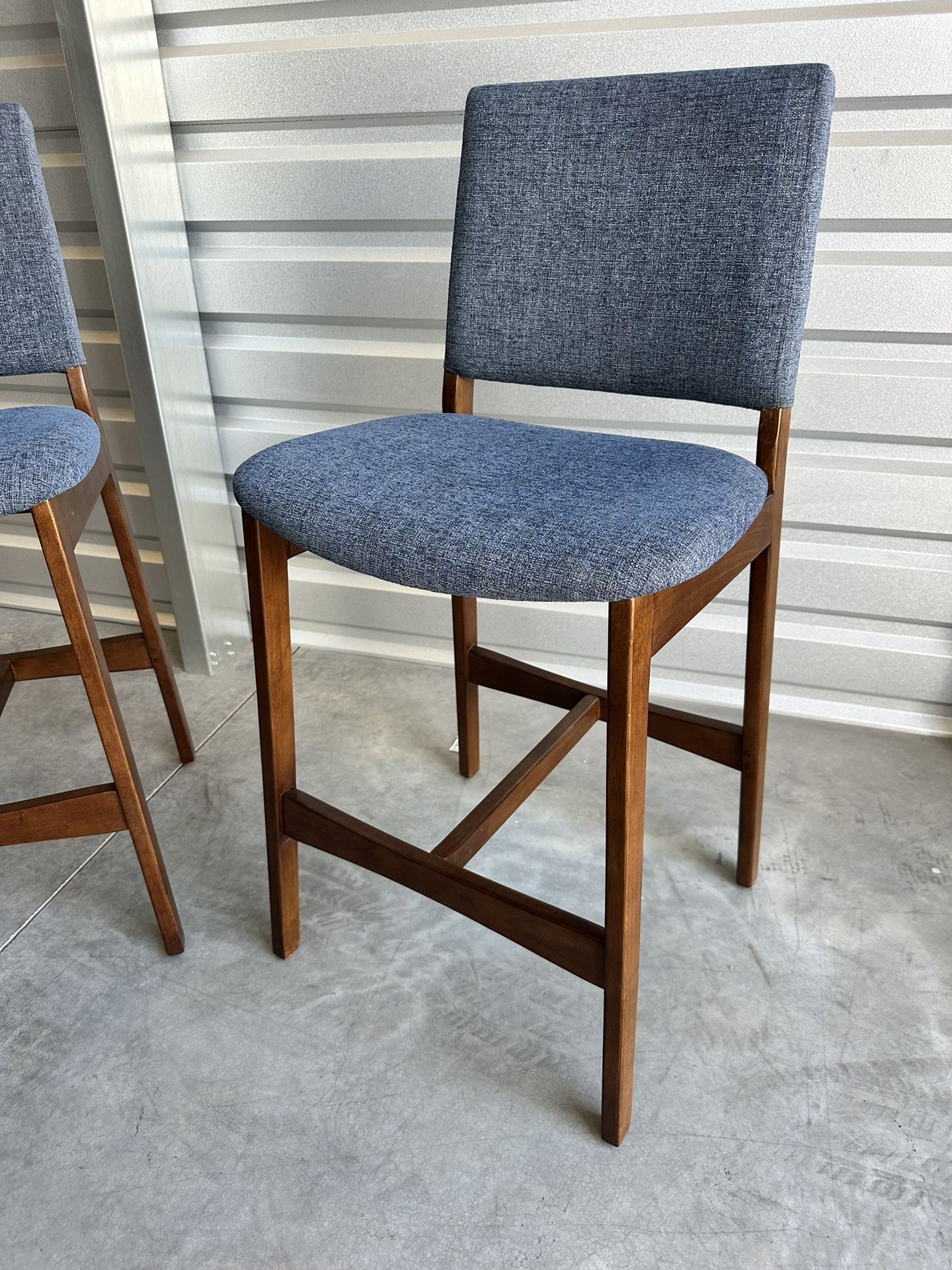 Article, Nosh Denim Blue Walnut Counter Stools