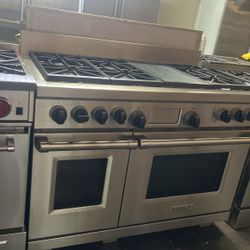 Wolf 48”Wide Dual Fuel Range Stove In Stainless Steel 