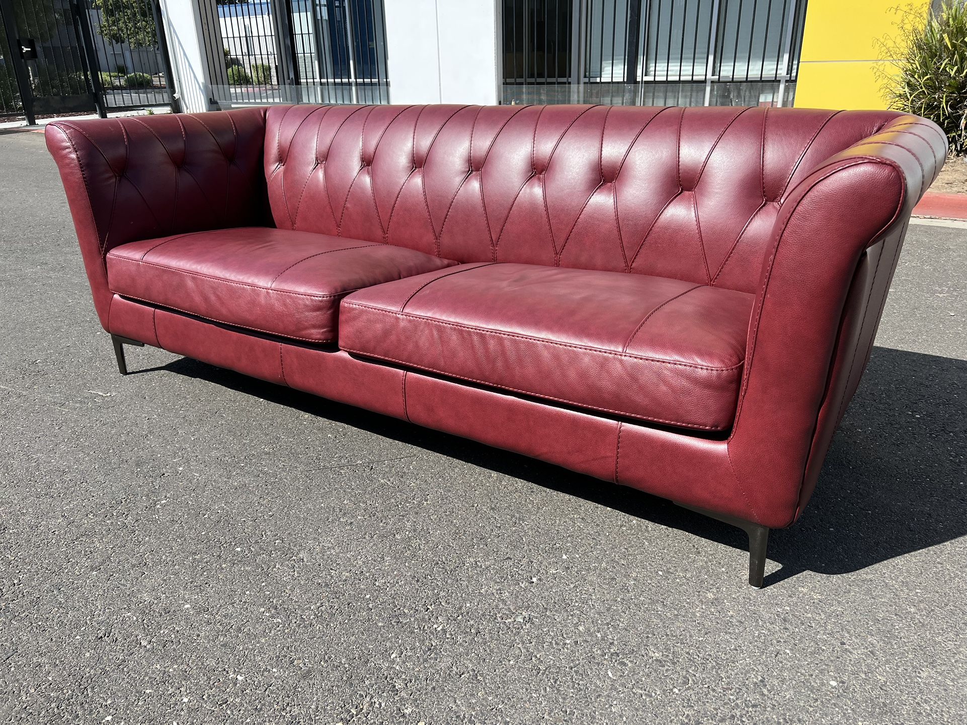 Top Grain Leather Sofa ! Red Leather Couch ! Gemini Leather Sofa ! Real Leather Couch ! Free Delivery