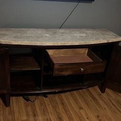 Marble Top Wood Ent Table 