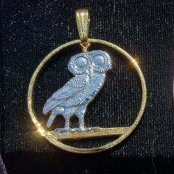 Greece GREEK Owl Coin Pendant Jewelry 