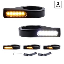 Switchback Sequential Front Fork LED Turn Signals with Relocation Kit Harley