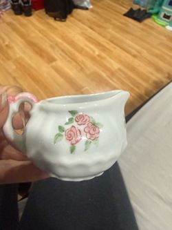 Small Ceramic Creamer with Rose Design