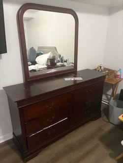 Cherry Wood Dresser with Mirror