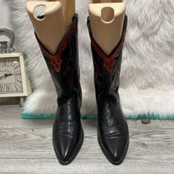 Dingo Cowboy Boots 8.5 M Women's Red Black Pointed Toe Riding Heel Western Boot