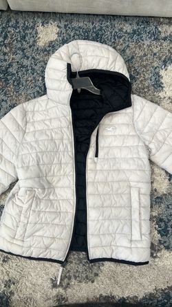 Hollister White Puffer Jacket 🏔️ | Hooded | Black Interior | Men’s