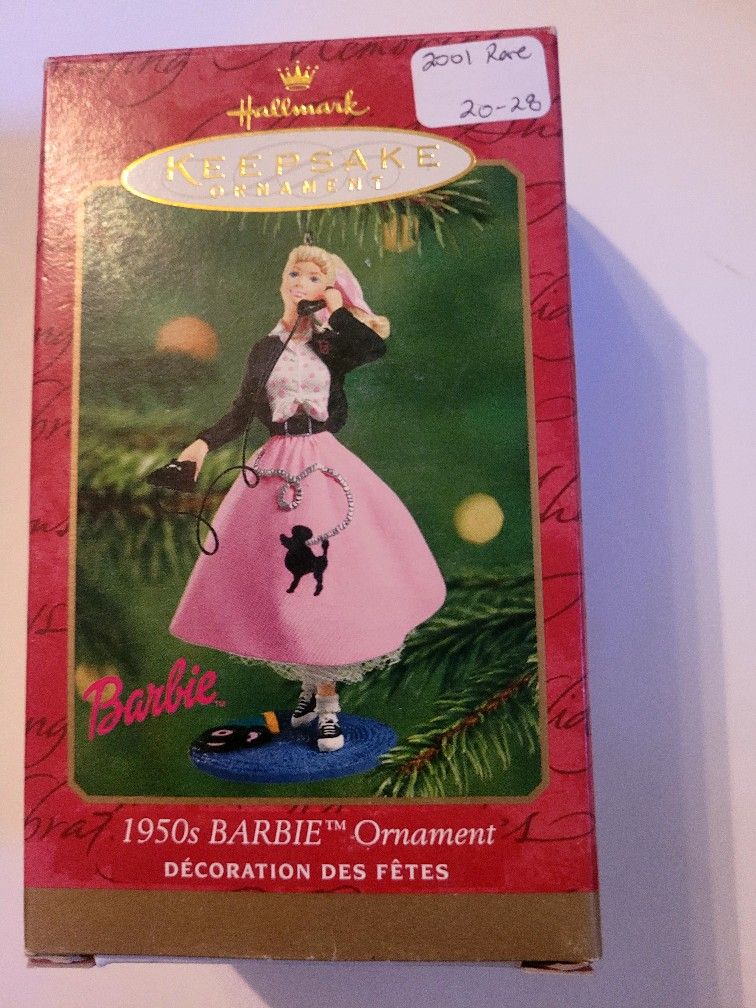 2001 Rare 1950's Barbie Hallmark Ornament 