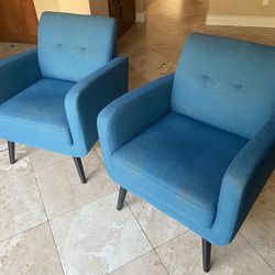 Mid century moden set of blue chairs