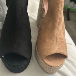 New Wedge Sandals Black And Khaki 