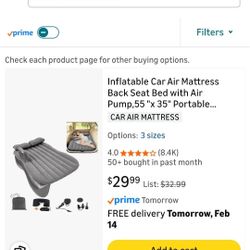 Inflatable Car Air Mattress Back Seat Bed with Air Pump
