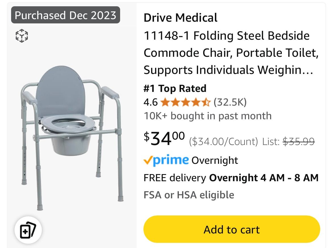 Folding Commode (portable toilet) - Never Used