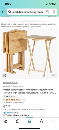TV Dinner Folding Tables With Storage