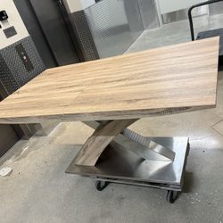 Wood and Chrome Extendable Dining Table 63” x 35”