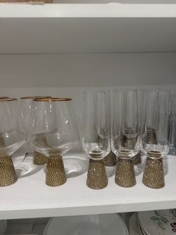 Crystal Rhinestone Base Wine and Champagne Glass Set
