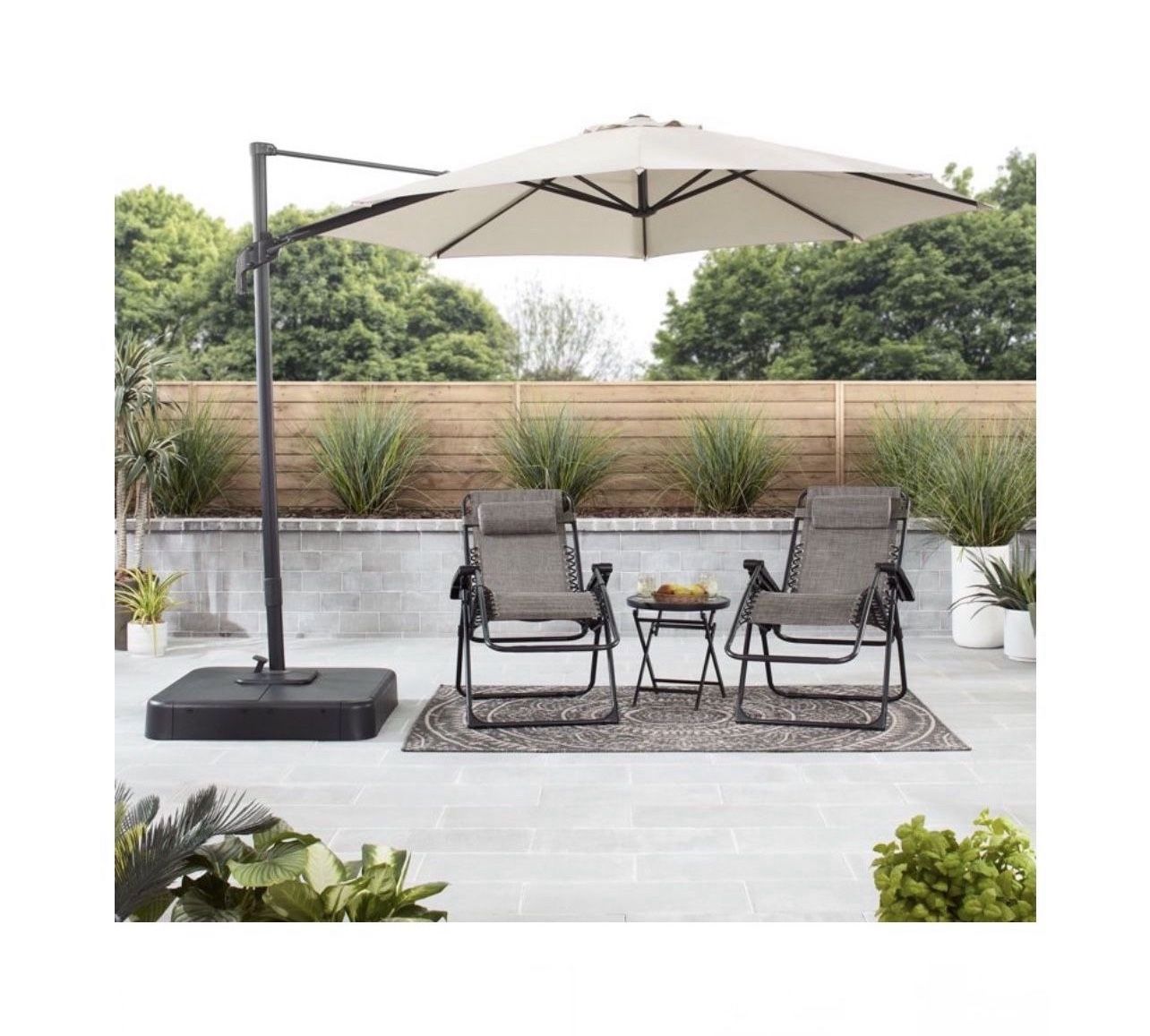 Mainstays Outdoor 10' Round Offset Tilt Patio Umbrella and Base