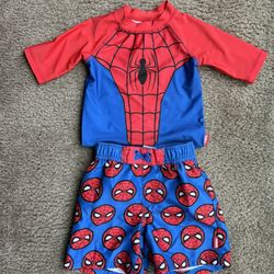 Boys Spider-Man Swim Set – Size 4T (Top & Swim Trunks)