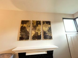 Large 3 piece old world map decor