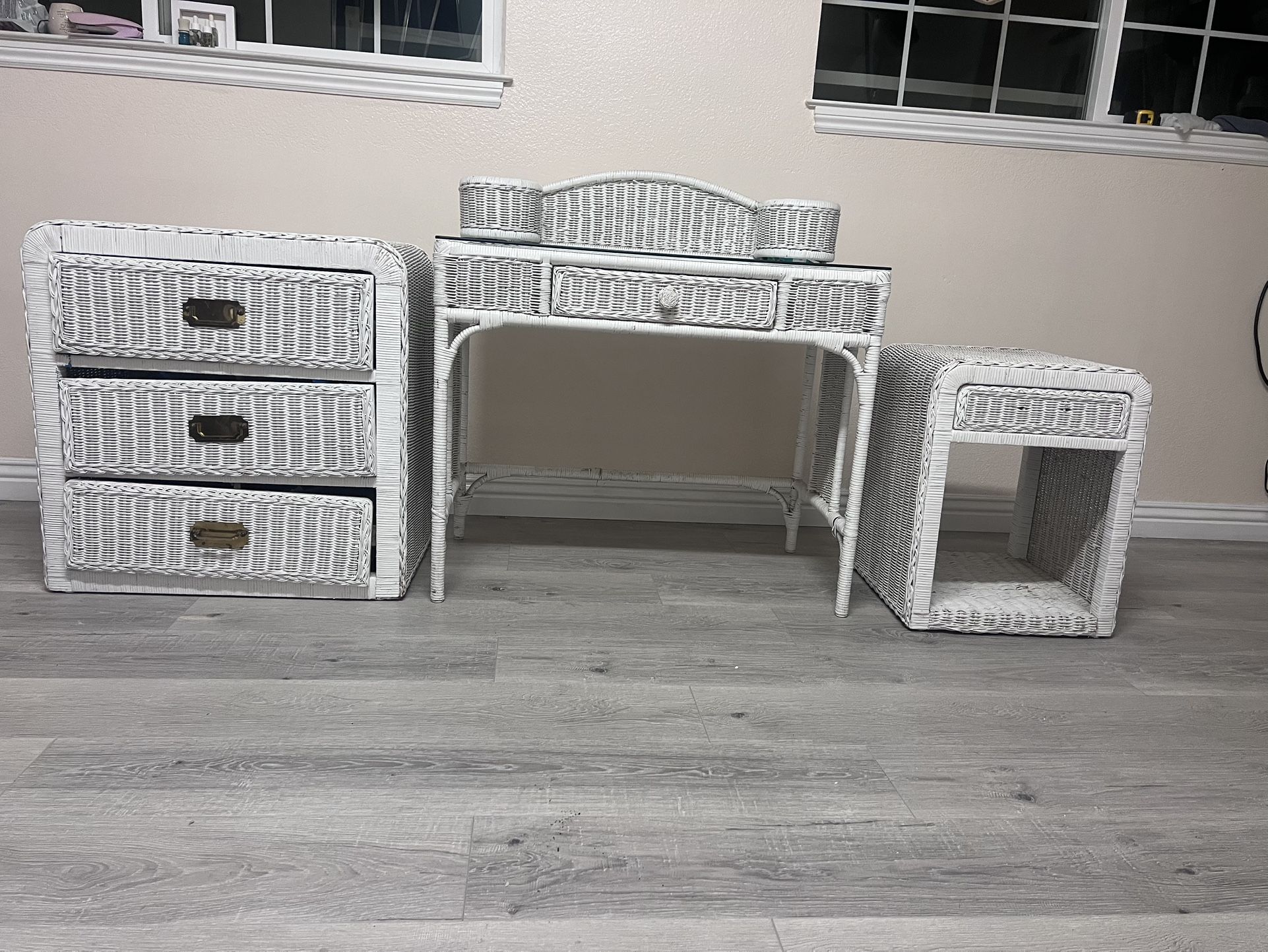 Wicker Desk, Chest, Nightstand