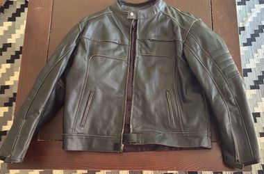 XXL Biker Leather Jacket (Includes Protective Pads)