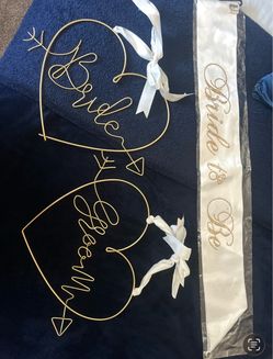 Bride & Groom Wire Hangers with Bride to Be Sash