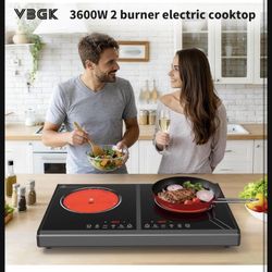 NEW VBGK Electric Cooktop, 110V 3600w Stove top, 22 inch Countertop with 9 Power Levels, LED touch control Overheat Protection, Child Safety Lock & Ti