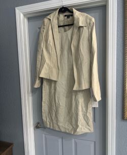 New Anne Klein Women’s 12 Career Suit Set 2pc Blazer w Dress Linen