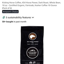 New 6 Pack Of Kicking Horse Organic Whole Bean  Coffee 10 Oz     Expires 2026
