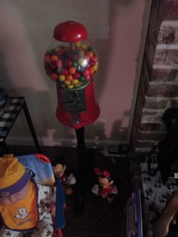 Red Gumball Machine on Stand