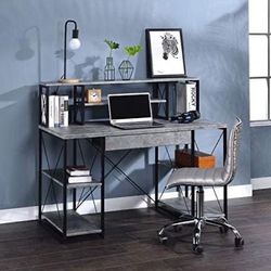 Brand New Industrial Faux Concrete Desk with Hutch