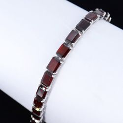 925 Garnet Tennis Bracelet 