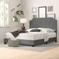 Wayfair Grey Upholstered Low Profile Queen Bed Frame 