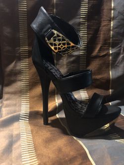 Black Heels with Gold Tip