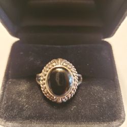 Silver Celtic  Black Onyx Ring Full Cut Faceted -The Raven Ring Unique Engagement Ring Black Stone Ring 