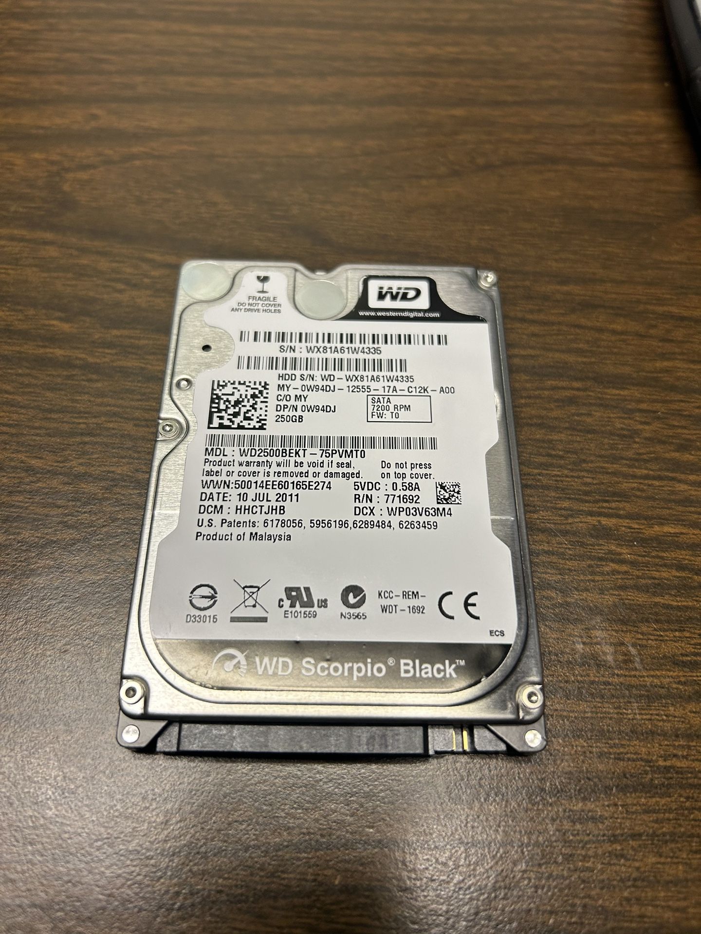 50 Hard Drives 250GB SATA Laptop 2.5" WD2500BEKT