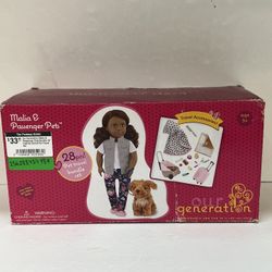 Our Generation Malia & Passenger Pets Bundle 18” Fashion Doll & Pet Travel Set 