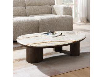 Haidar Natural Marble/Brown Coffee Table