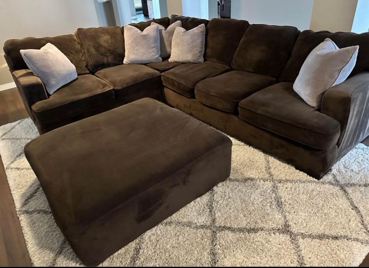 Oversized Brown Section And Ottoman