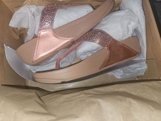 NEW FitFlop Lulu Crystal-Mix Sandals Women's Size 7 - Rust Rose