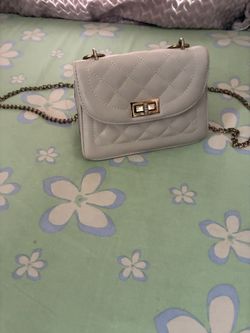 Beige Quilted Mini Crossbody Bag with Gold Chain