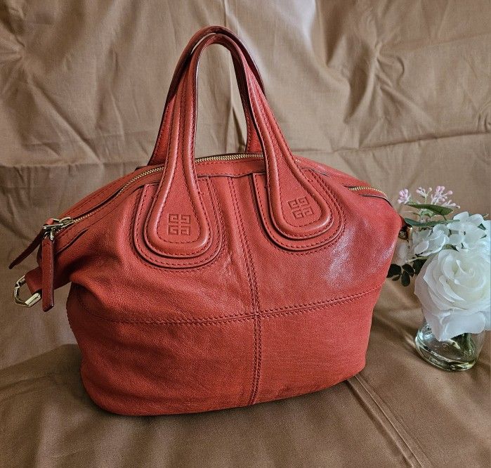 NDS Authentic Givenchy Red Leather Luxury Satchel Handbag  (MINT)