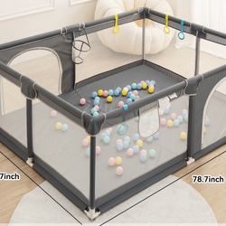 GOTGELIF 79"x79" 4-Panel Baby Playpen Spacious and secure portable play Yard
