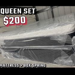 Queen Size Pillow Top Mattress With Box Spring Included 